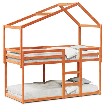 Letto a Castello con Tetto Marrone Cera 90x190 cm Massello Pino | homemem39