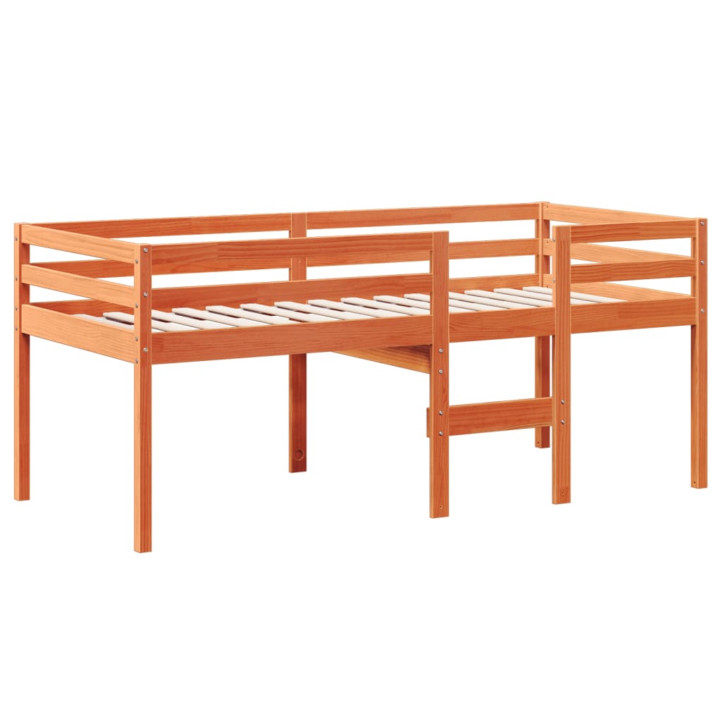 Letto a Soppalco con Tetto Cera 90x190cm Legno Massello di Pino | homemem39