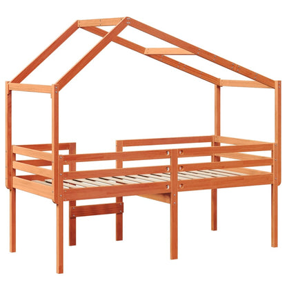 Letto a Soppalco con Tetto Cera 75x190cm Legno Massello di Pino | homemem39