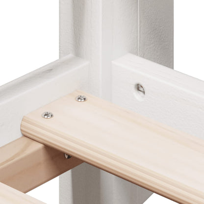 Letto Soppalco con Scala e Tetto Bianco 80x200 cm Massello Pino