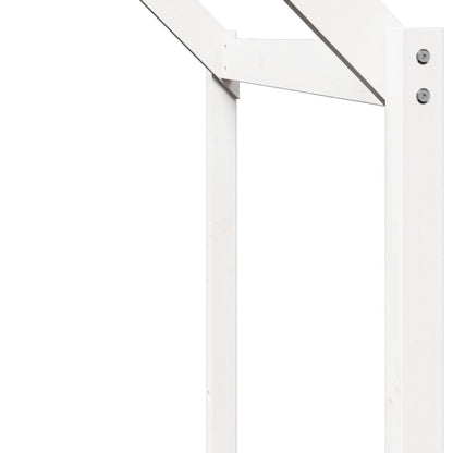 Letto Soppalco con Scala e Tetto Bianco 80x200 cm Massello Pino