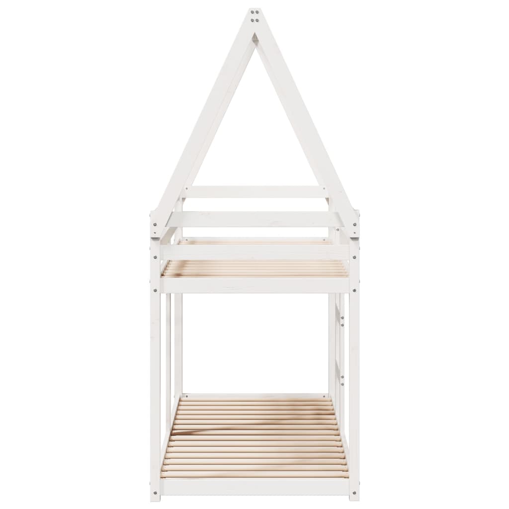 Letto a Castello con Tetto Bianco 80x200 cm Legno Massello Pino - homemem39