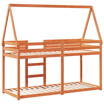 Letto a Castello con Tetto Cera 80x200 cm Legno Massello Pino | homemem39