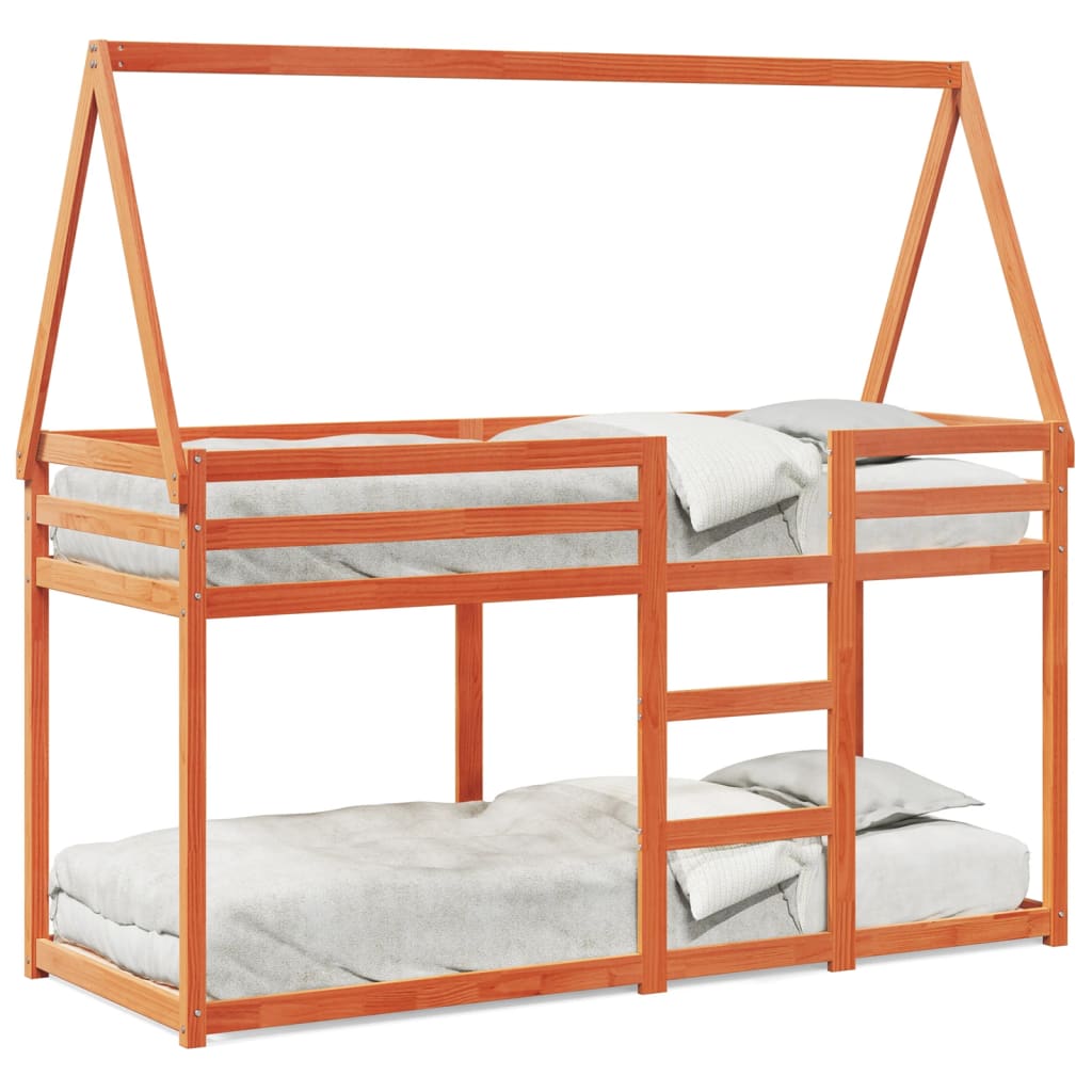 Letto a Castello con Tetto Marrone Cera 90x190 cm Massello Pino | homemem39