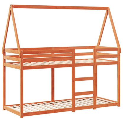Letto a Castello con Tetto Marrone Cera 90x190 cm Massello Pino | homemem39
