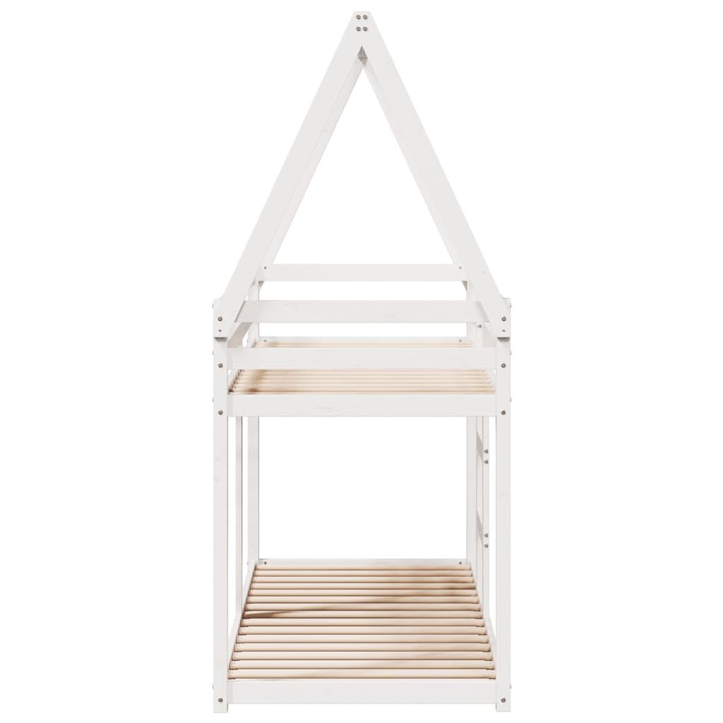 Letto a Castello con Tetto Bianco 75x190 cm Legno Massello Pino - homemem39