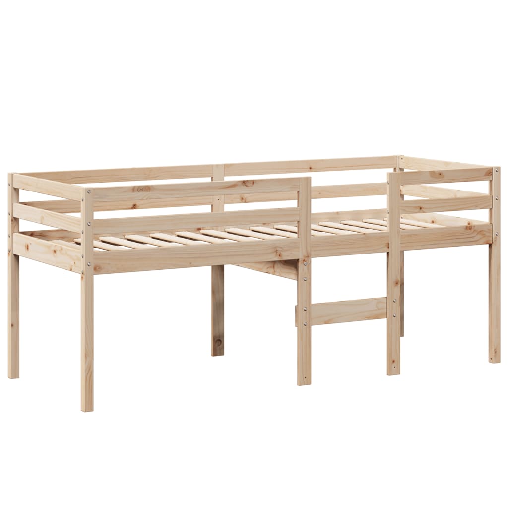 Letto a Soppalco con Tetto 90x200 cm in Legno di Pino - homemem39