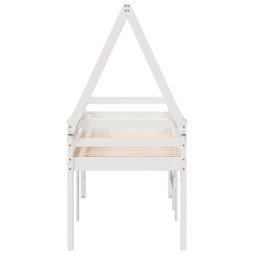 Letto a Soppalco con Tetto Bianco 90x200 cm in Legno di Pino - homemem39