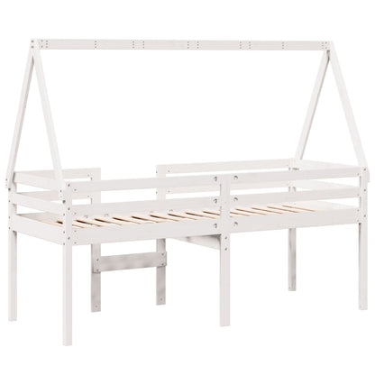 Letto a Soppalco con Tetto Bianco 90x200 cm in Legno di Pino - homemem39