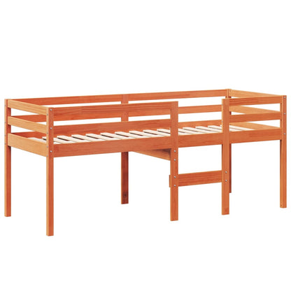 Letto a Soppalco con Tetto Cera 90x190cm Legno Massello di Pino - homemem39
