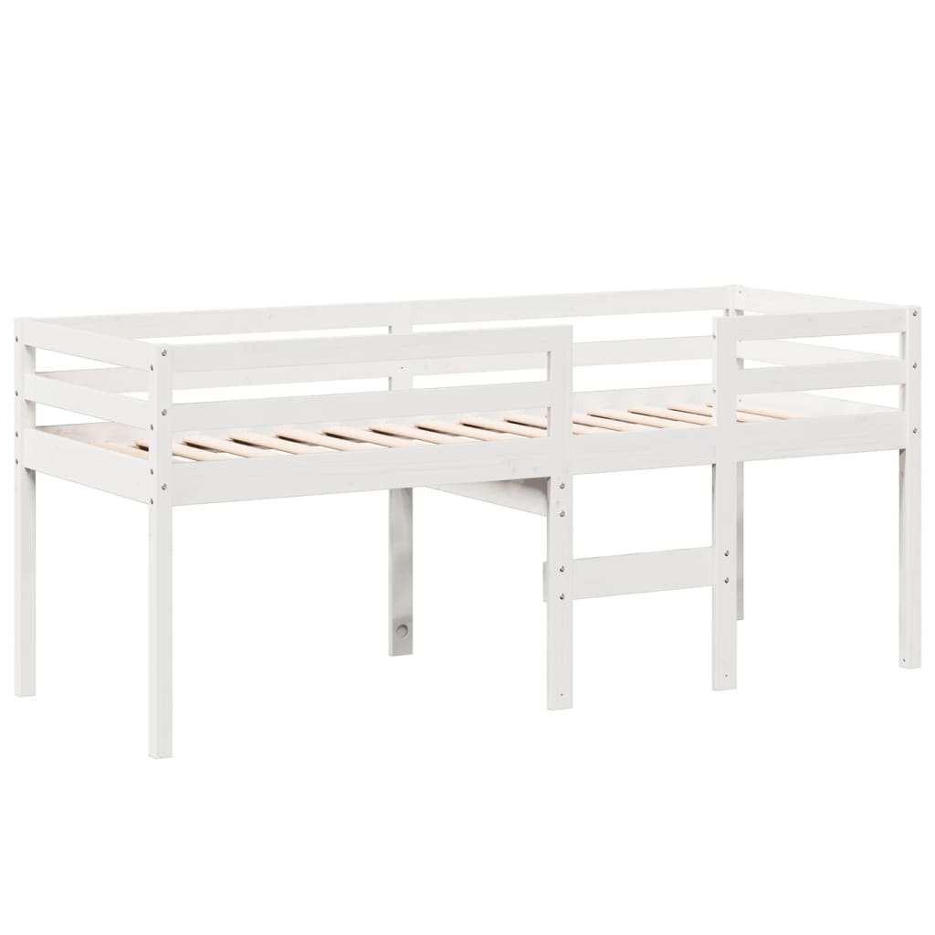 Letto a Soppalco con Tetto Bianco 75x190 cm in Legno di Pino - homemem39