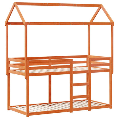 Letto a Castello con Tetto Cera 90x200 cm Legno Massello Pino | homemem39