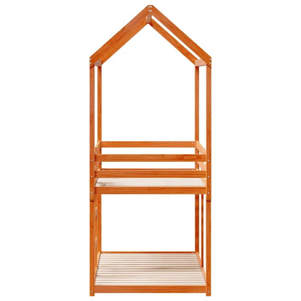 Letto a Castello con Tetto Cera 90x200 cm Legno Massello Pino | homemem39