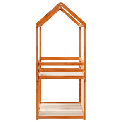 Letto a Castello con Tetto Cera 80x200 cm Legno Massello Pino | homemem39