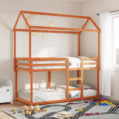 Letto a Castello con Tetto Marrone Cera 90x190 cm Massello Pino | homemem39