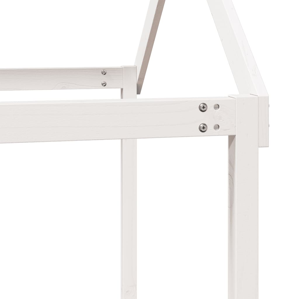 Letto a Castello con Tetto Bianco 75x190 cm Legno Massello Pino