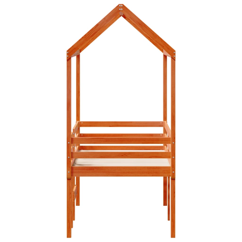 Letto a Soppalco con Tetto Marrone Cera 90x200 cm Legno di Pino - homemem39