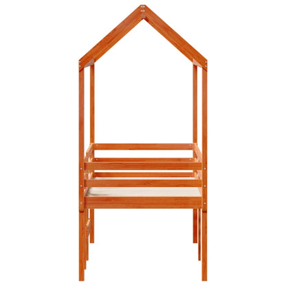 Letto a Soppalco con Tetto Cera 80x200 cm in Legno di Pino - homemem39