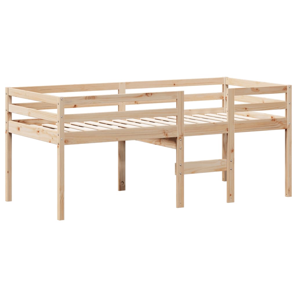 Letto a Soppalco con Tetto 75x190 cm in Legno Massello di Pino - homemem39
