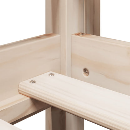 Letto a Soppalco con Tetto 75x190 cm in Legno Massello di Pino - homemem39