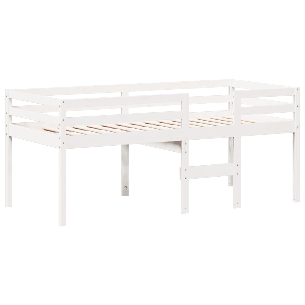 Letto a Soppalco con Tetto Bianco 75x190 cm in Legno di Pino - homemem39