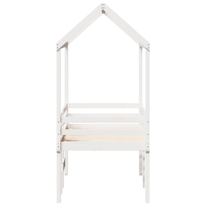 Letto a Soppalco con Tetto Bianco 75x190 cm in Legno di Pino - homemem39