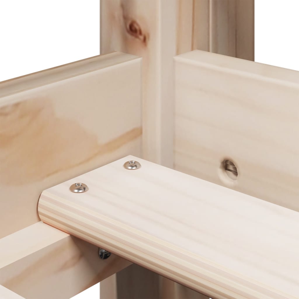 Letto Soppalco con Scala e Tetto 90x200 cm Legno Massello Pino - homemem39