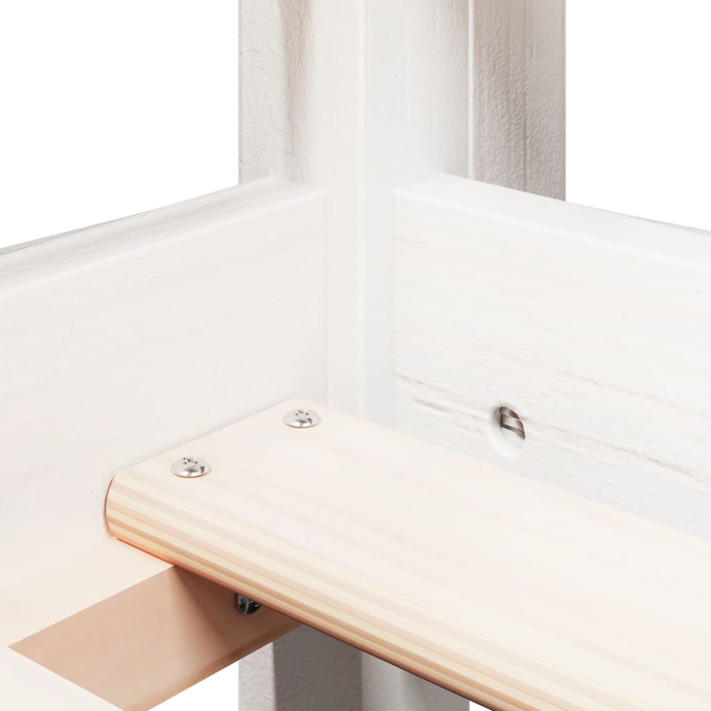 Letto Soppalco con Scala e Tetto Bianco 90x190 cm Massello Pino - homemem39