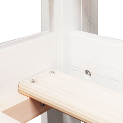 Letto Soppalco con Scala e Tetto Bianco 90x190 cm Massello Pino - homemem39