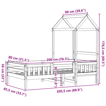 Giroletto con Tetto Cera 80x200 cm Legno Massello Pino | homemem39