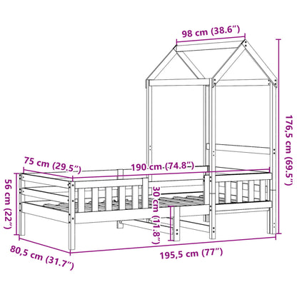 Giroletto con Tetto 75x190 cm in Legno Massello di Pino | homemem39