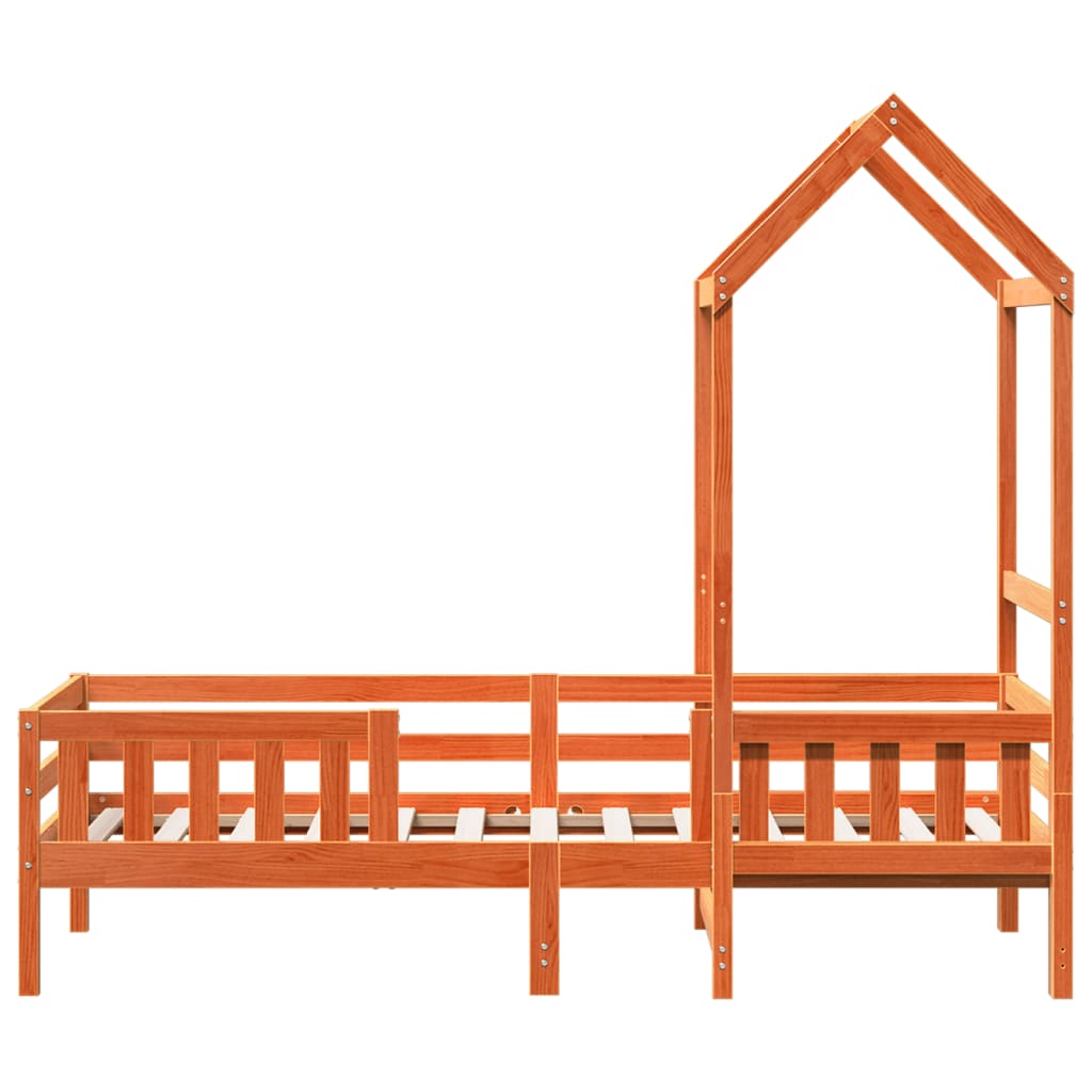 Giroletto con Tetto Marrone Cera 75x190 cm in Legno di Pino | homemem39