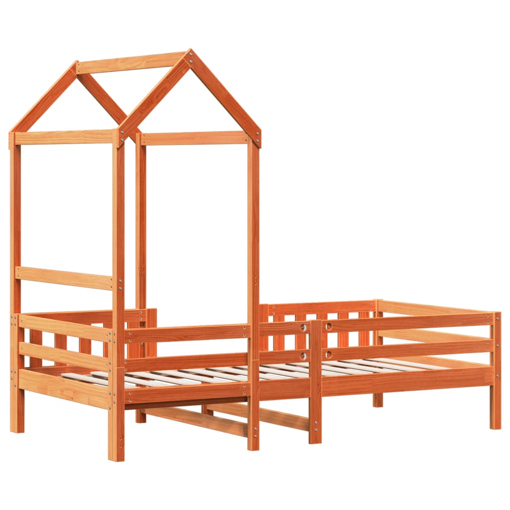 Giroletto con Tetto Marrone Cera 75x190 cm in Legno di Pino | homemem39