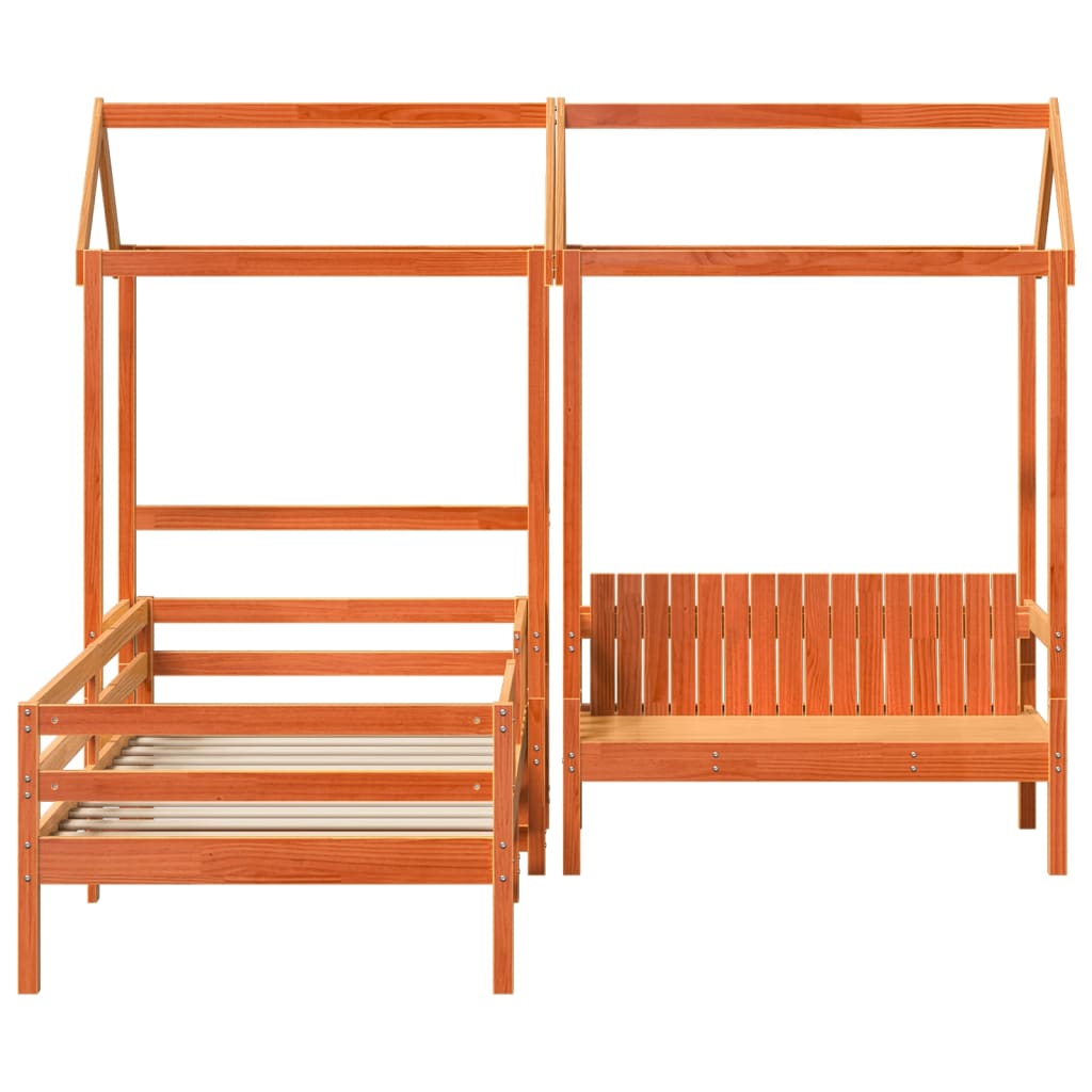 Giroletto con Panca e Tetto Cera 80x200 cm Legno Massello Pino | homemem39