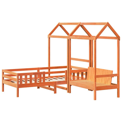 Giroletto con Panca e Tetto Marrone Cera 75x190cm Massello Pino | homemem39