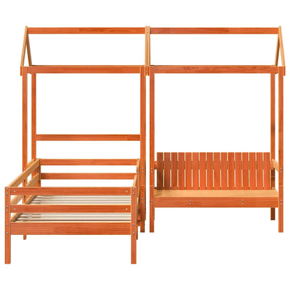 Giroletto con Panca e Tetto Marrone Cera 75x190cm Massello Pino | homemem39