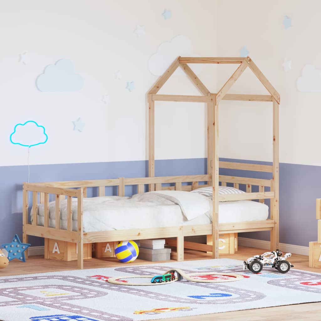Dormeuse con Tetto 80x200 cm in Legno Massello di Pino | homemem39