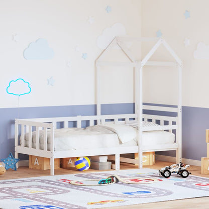 Dormeuse con Tetto 80x200 cm Bianco in Legno Massello di Pino - homemem39