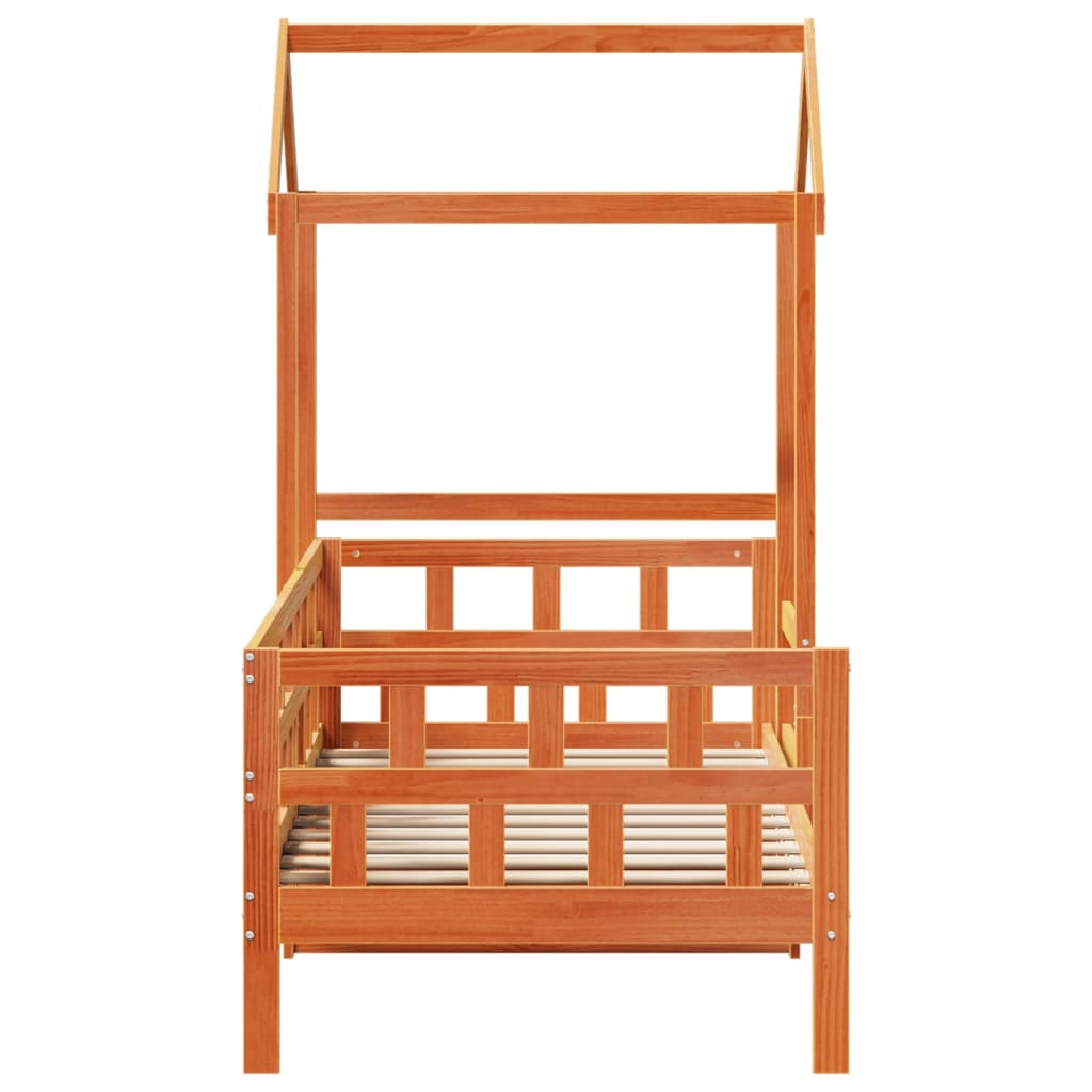 Dormeuse con Tetto Marrone Cera 90x200 cm Legno Massello Pino - homemem39