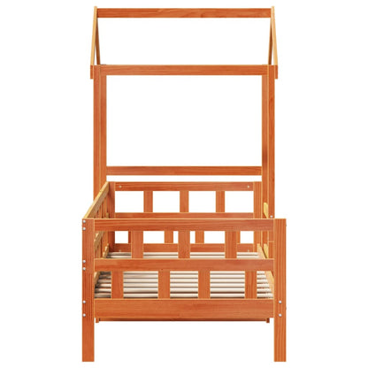 Dormeuse con Tetto Marrone Cera 90x200 cm Legno Massello Pino - homemem39