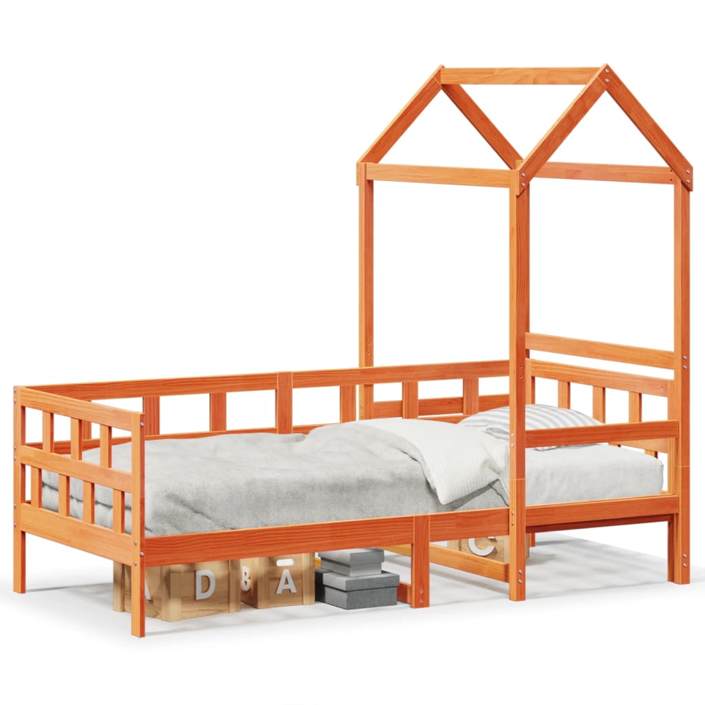 Dormeuse con Tetto Marrone Cera 80x200 cm Legno Massello Pino | homemem39