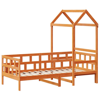 Dormeuse con Tetto Marrone Cera 80x200 cm Legno Massello Pino | homemem39