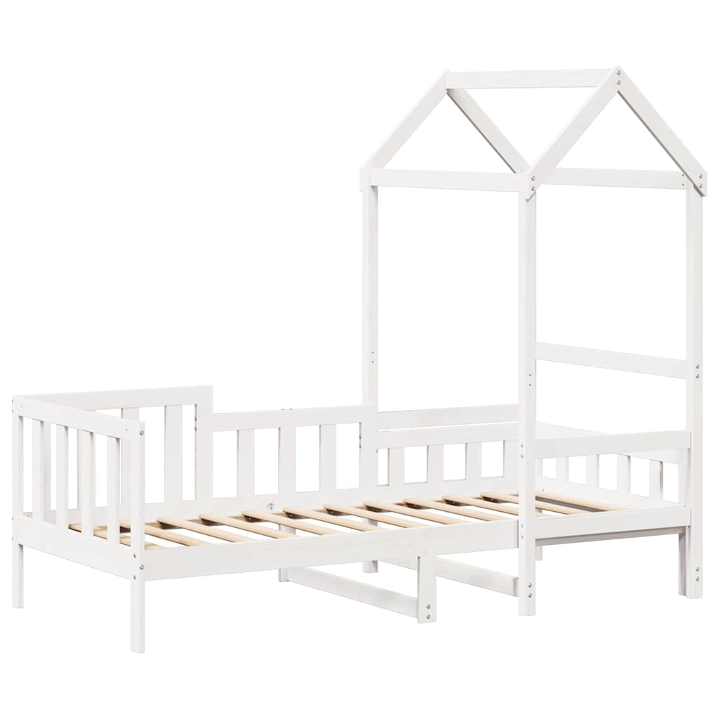 Dormeuse con Tetto 80x200 cm Bianco in Legno Massello di Pino | homemem39