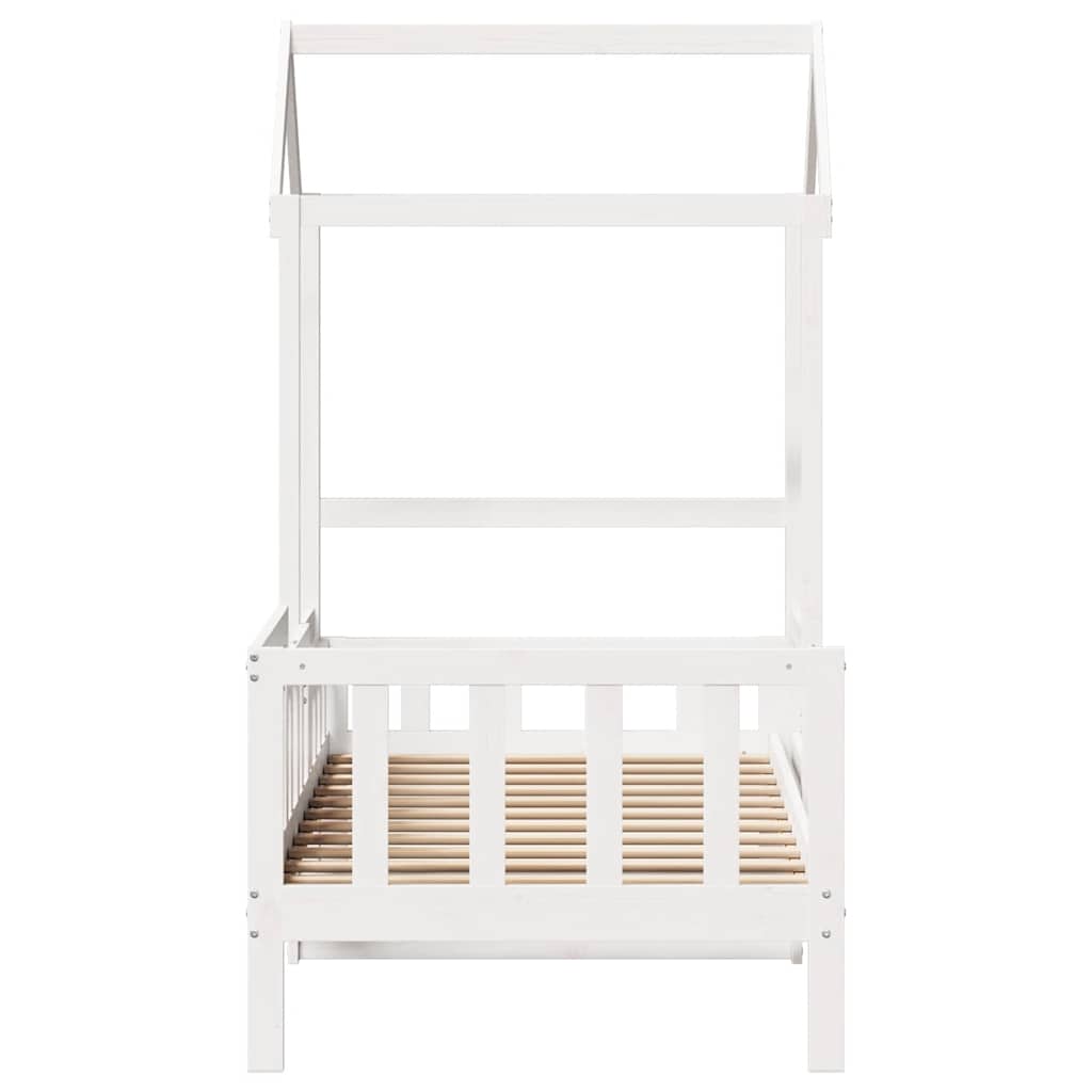 Dormeuse con Tetto 80x200 cm Bianco in Legno Massello di Pino | homemem39