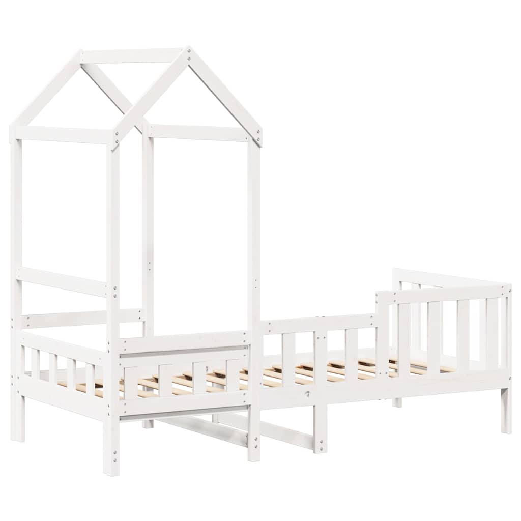 Dormeuse con Tetto 80x200 cm Bianco in Legno Massello di Pino | homemem39