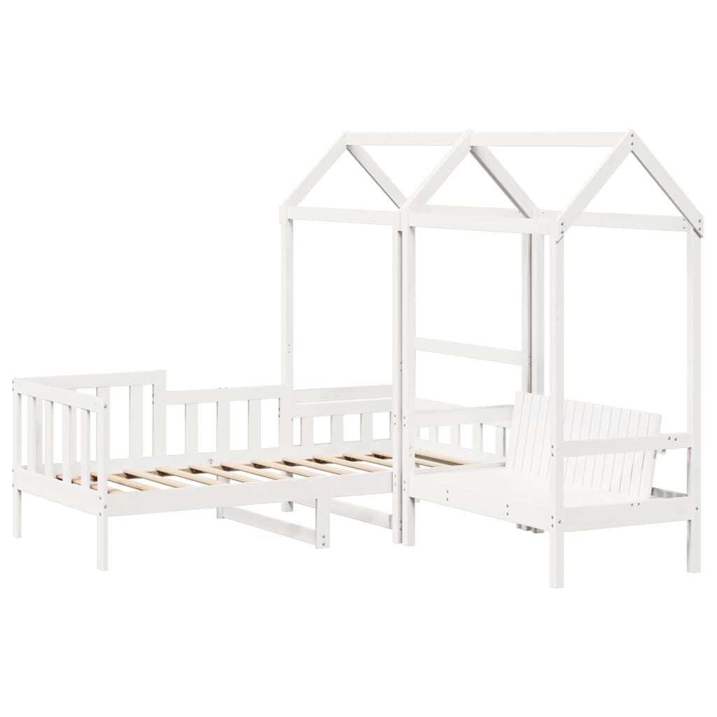 Set Dormeuse e Panca con Tetto Bianco 80x200cm Massello Pino | homemem39