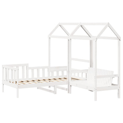 Set Dormeuse e Panca con Tetto Bianco 80x200cm Massello Pino | homemem39