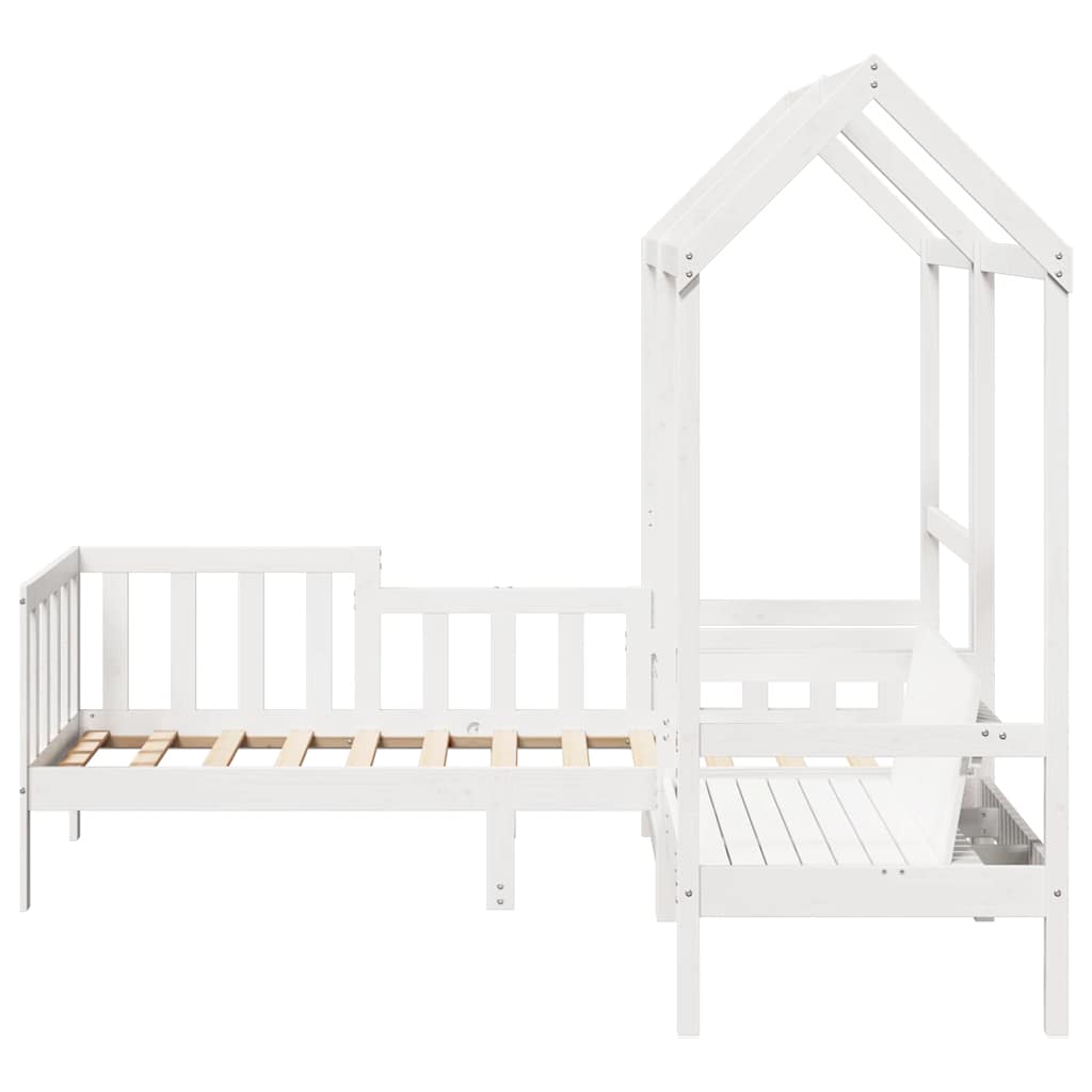 Set Dormeuse e Panca con Tetto Bianco 80x200cm Massello Pino | homemem39
