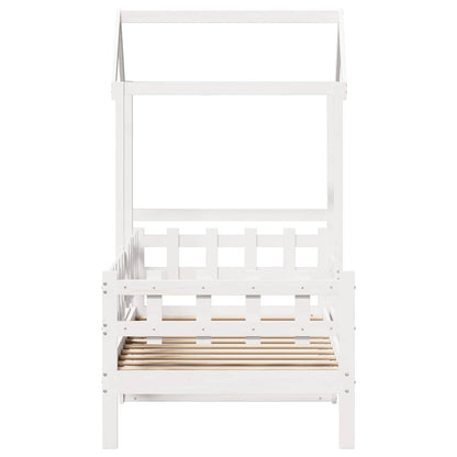 Dormeuse con Tetto 80x200 cm Bianco in Legno Massello di Pino | homemem39