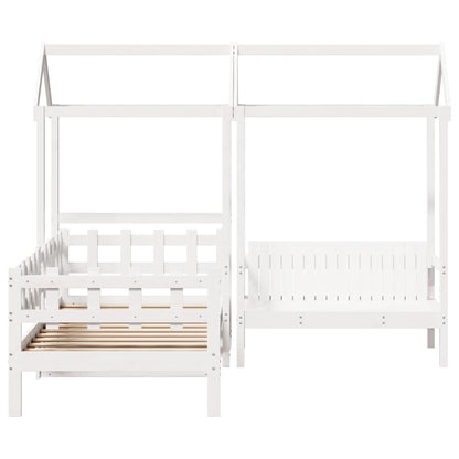 Set Dormeuse e Panca con Tetto Bianco 80x200cm Massello Pino | homemem39